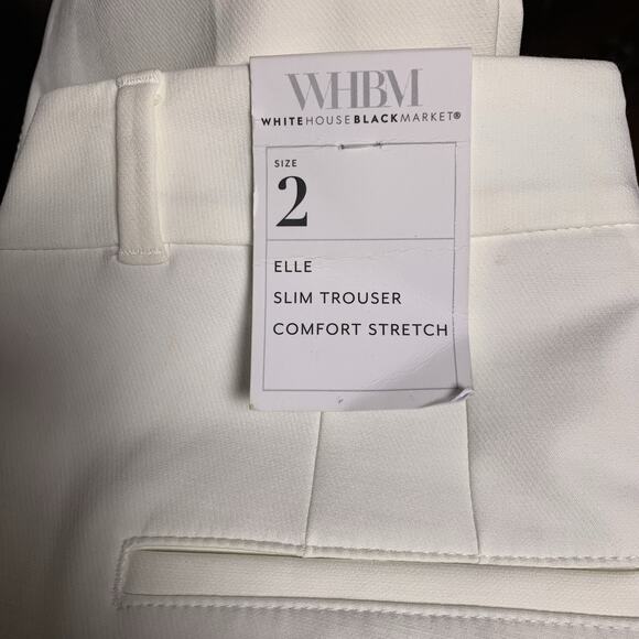 WHBM Trouser NWT Women's Size 2 Elle Slim Trouser Ecru Elle Comfort Stretch - Picture 4 of 10